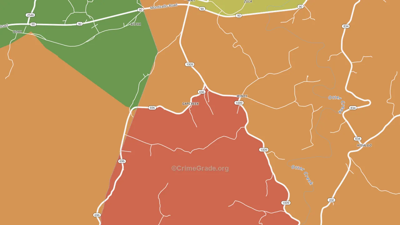 Windy, KY Map of Burglary Rates