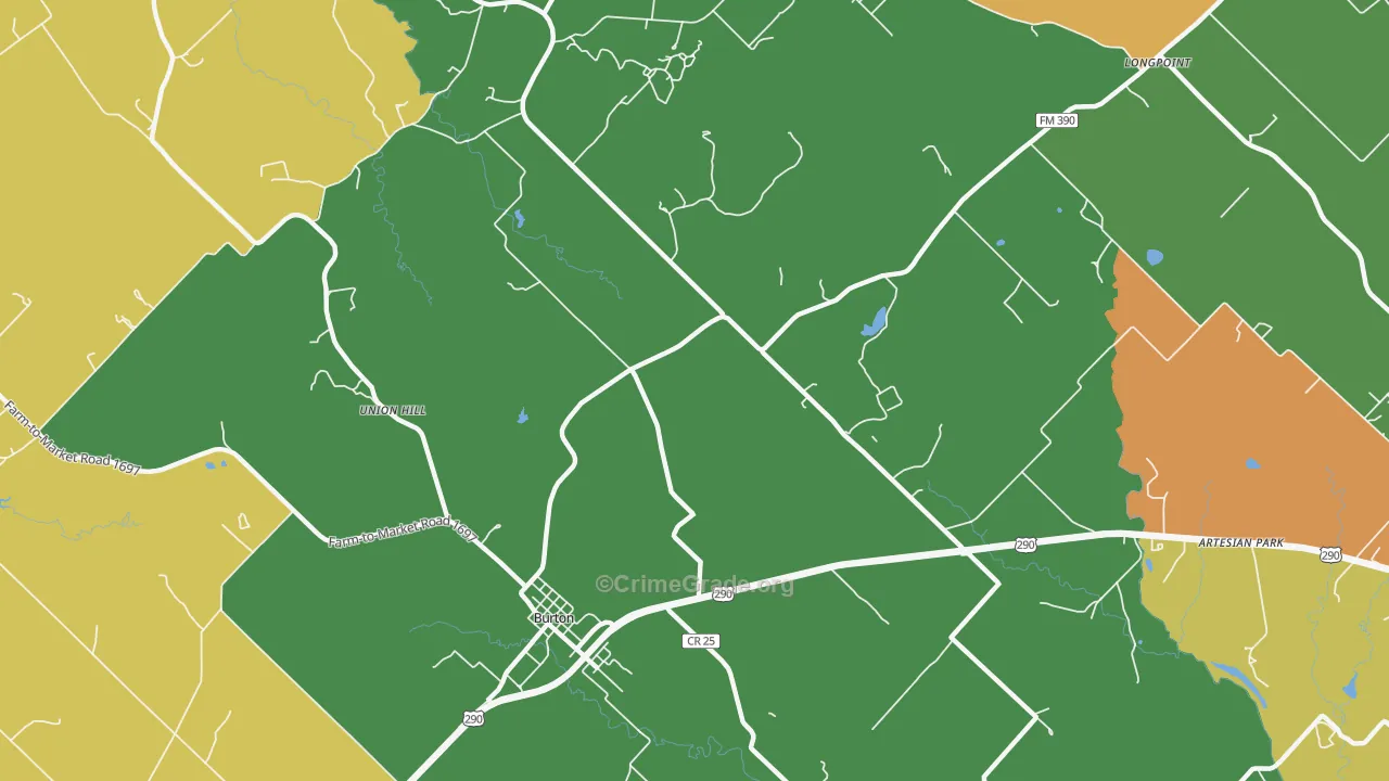 Winedale, TX Map of Burglary Rates