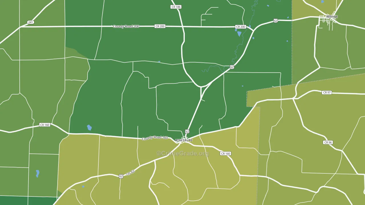 Winesburg, OH Map of Burglary Rates