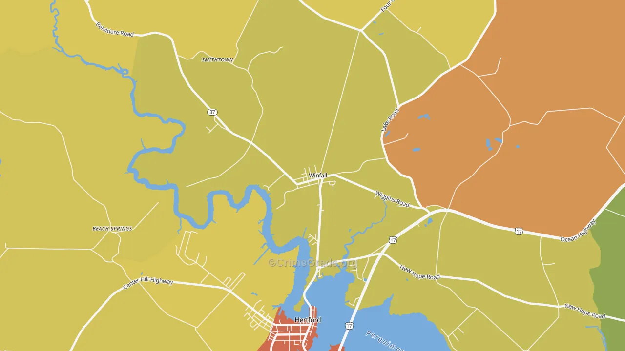 Winfall, NC Map of Burglary Rates