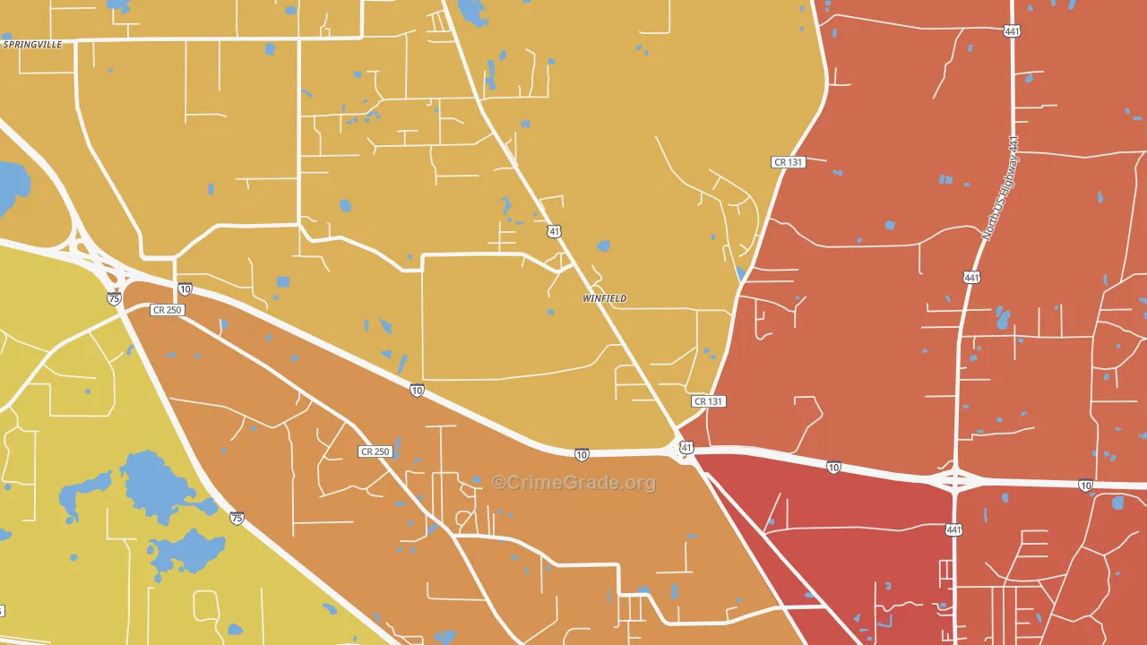 Winfield, FL Map of Burglary Rates