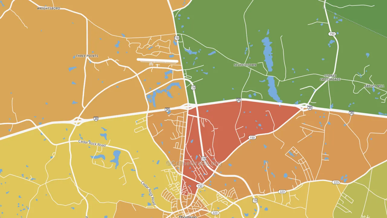 Winfield, GA Map of Burglary Rates