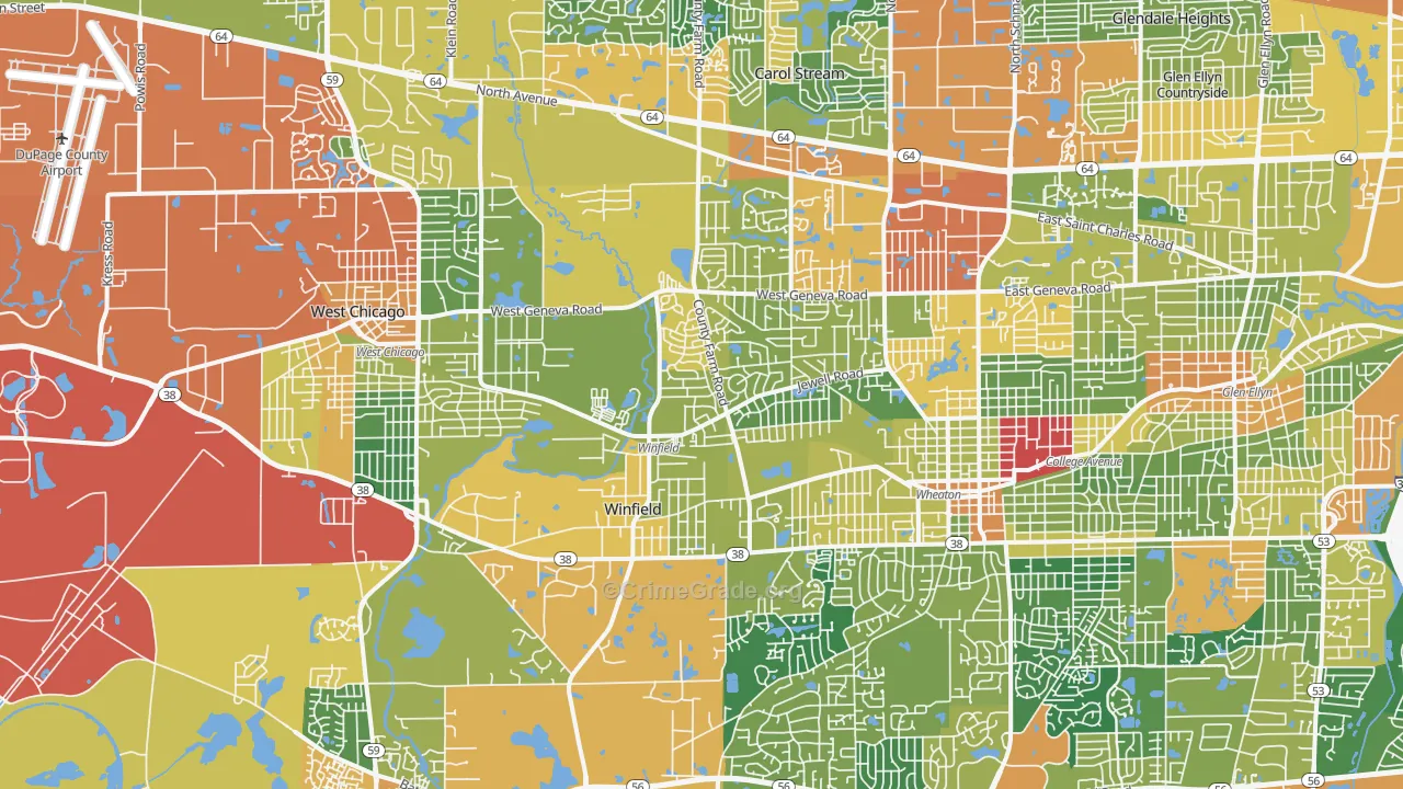 Winfield, IL Map of Burglary Rates