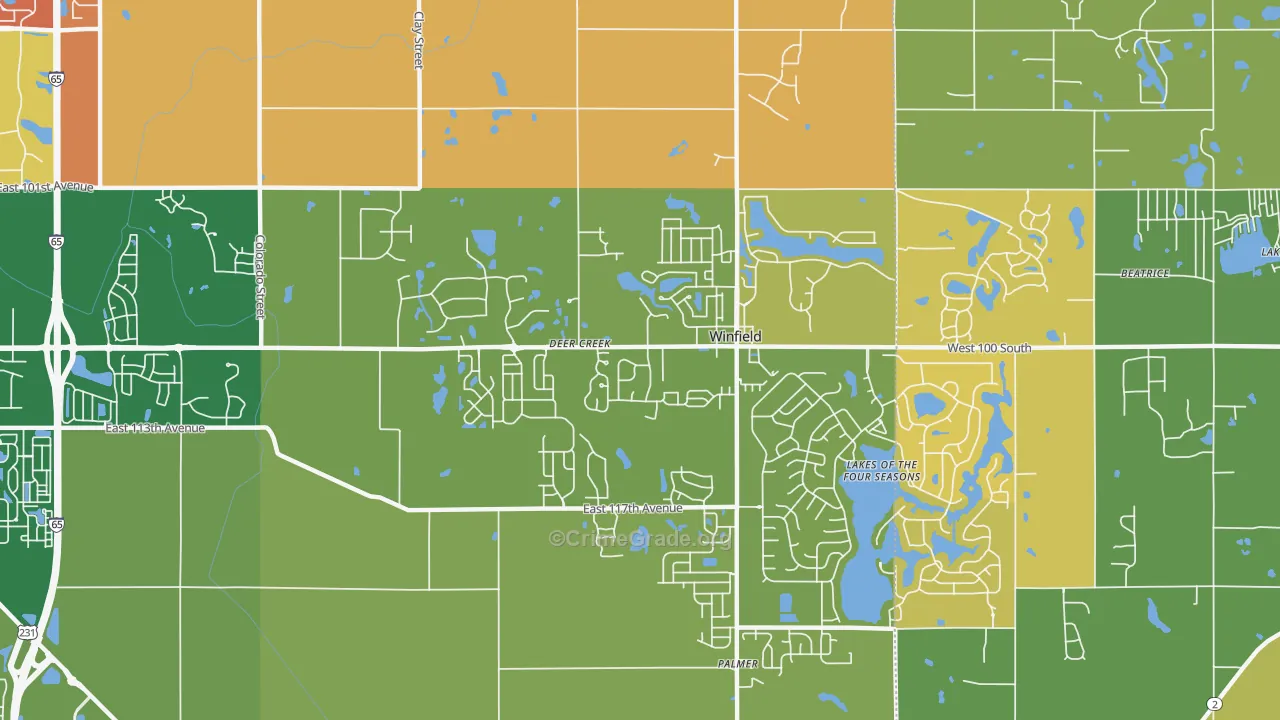 Winfield, IN Map of Burglary Rates