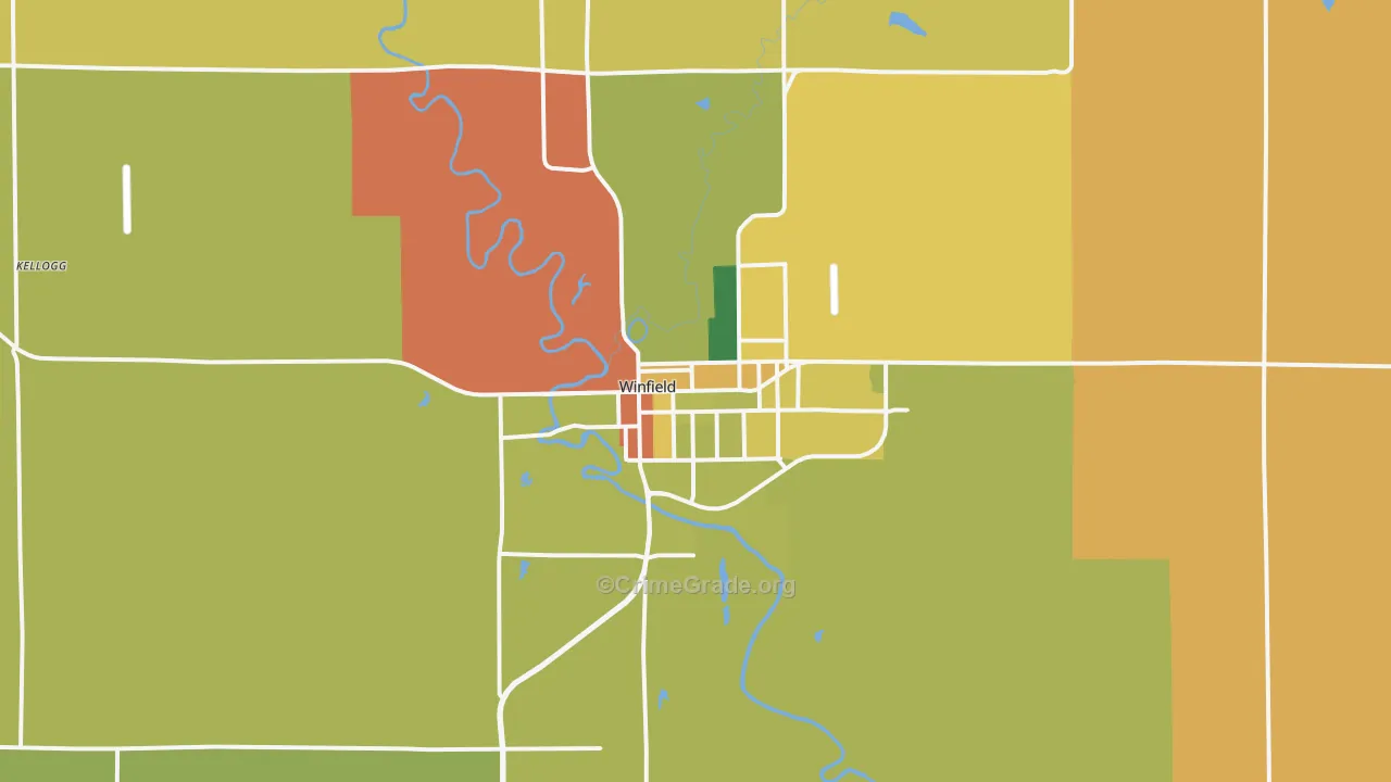 Winfield, KS Map of Burglary Rates