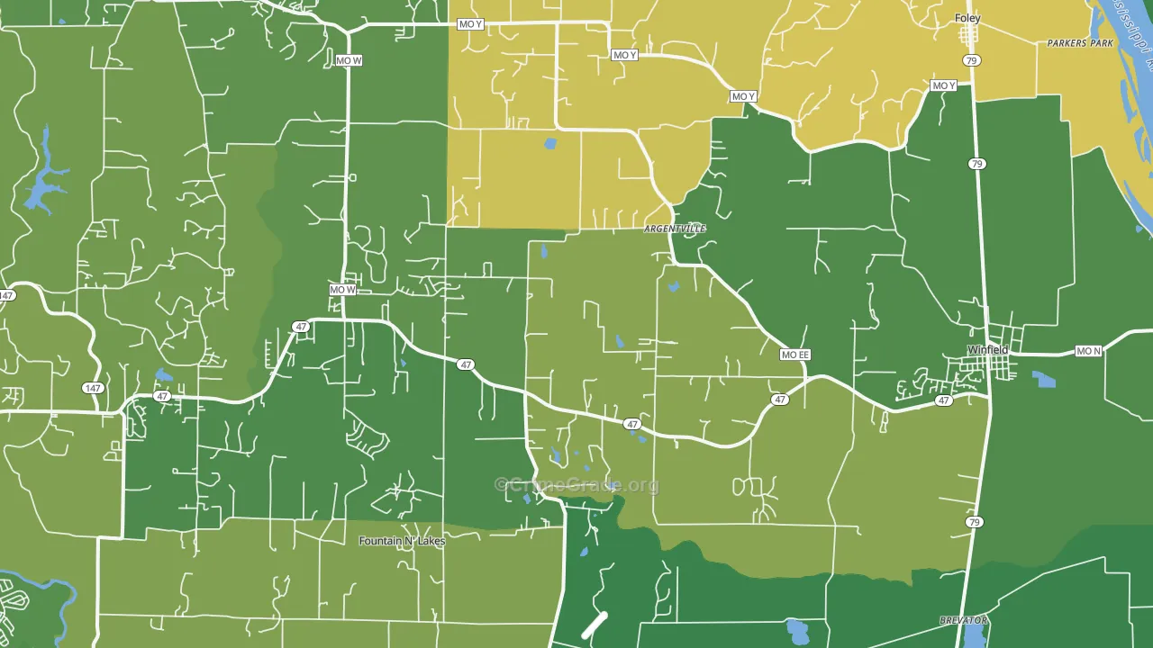 Winfield, MO Map of Burglary Rates