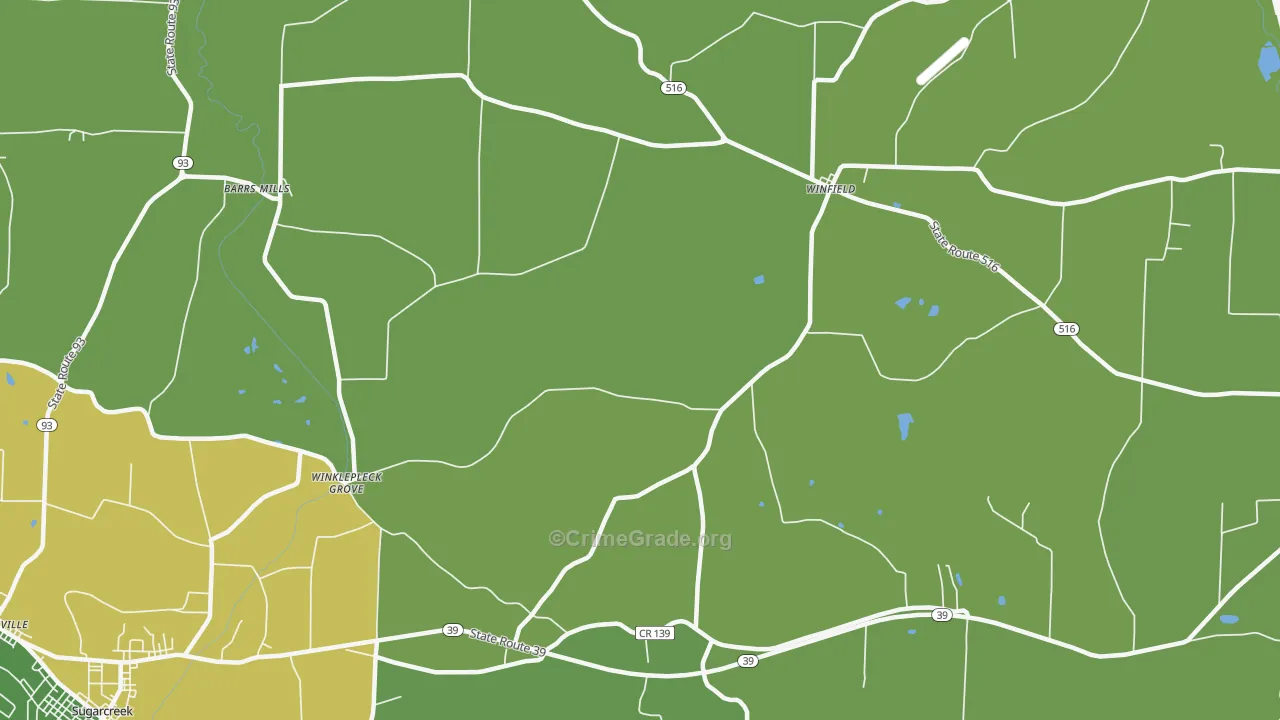 Winfield, OH Map of Burglary Rates