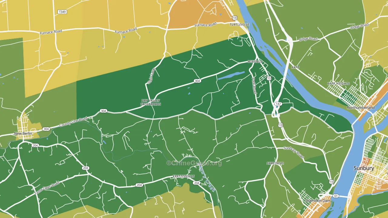 Winfield, PA Map of Burglary Rates