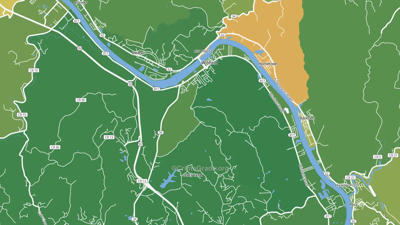 Winfield, WV Map of Burglary Rates