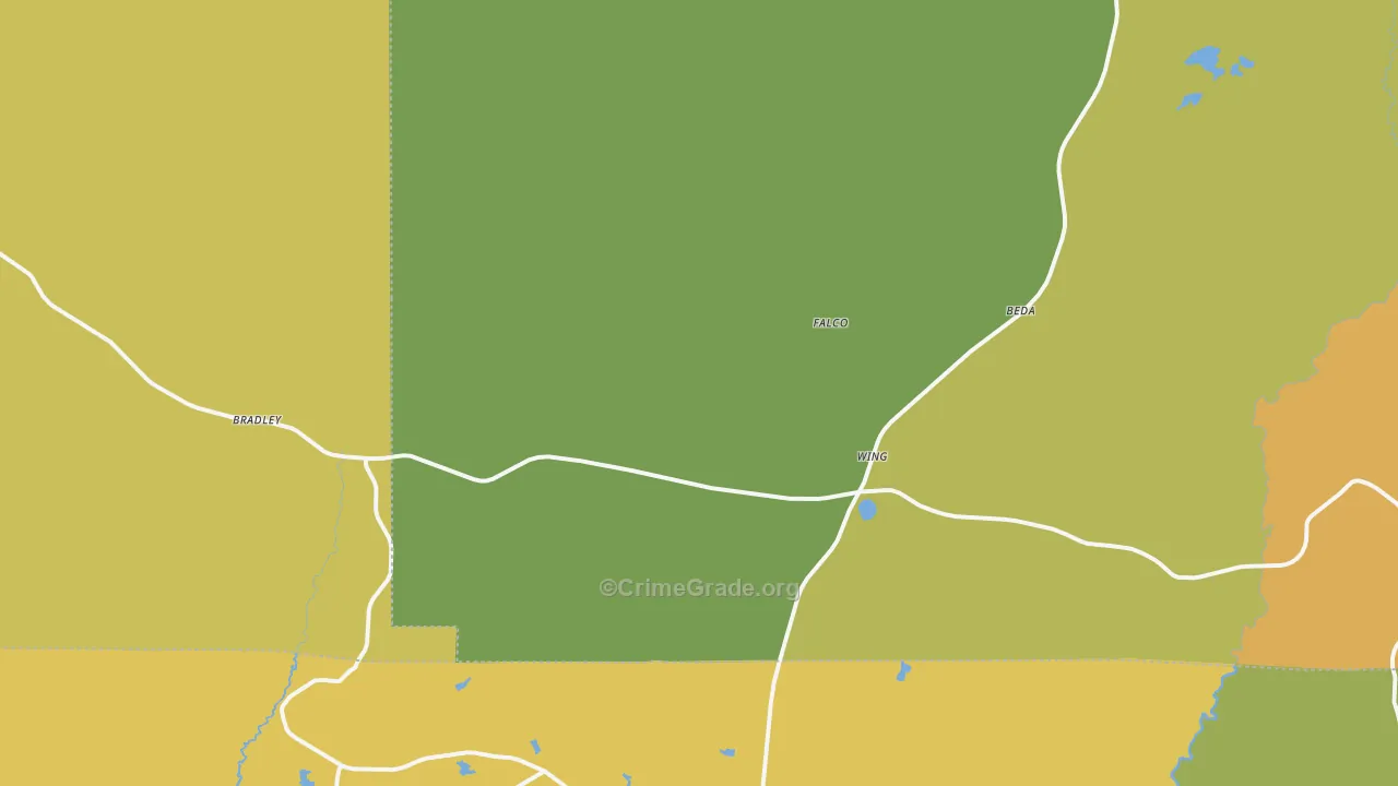 Wing, AL Map of Burglary Rates