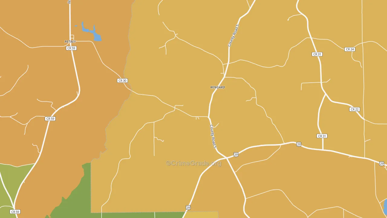 Wingard, AL Map of Burglary Rates