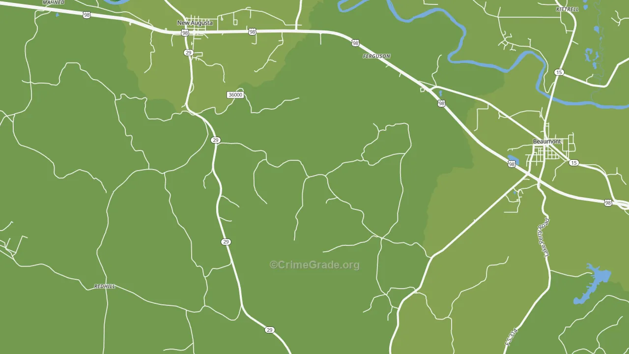 Wingate, MS Map of Burglary Rates