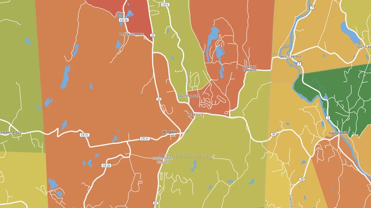 Wingdale, NY Map of Burglary Rates