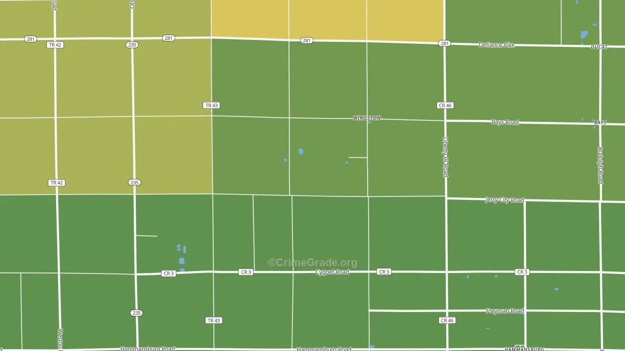 Wingston, OH Map of Burglary Rates