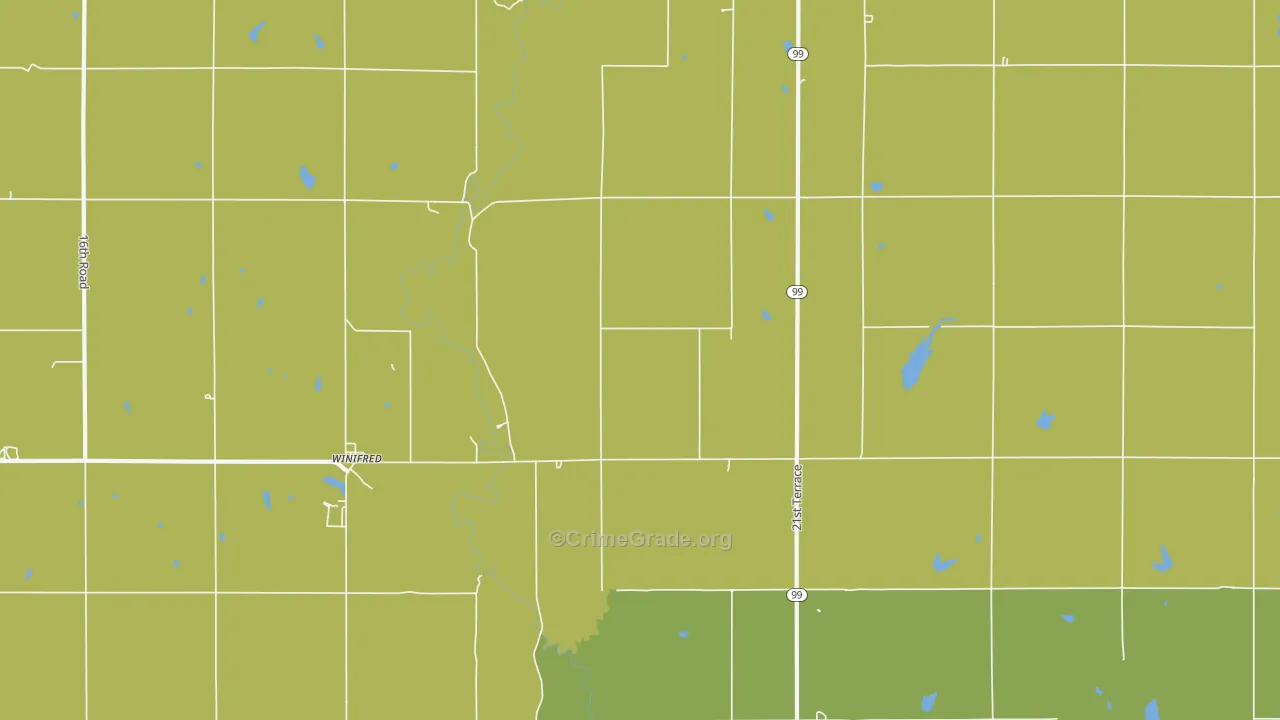 Winifred, KS Map of Burglary Rates