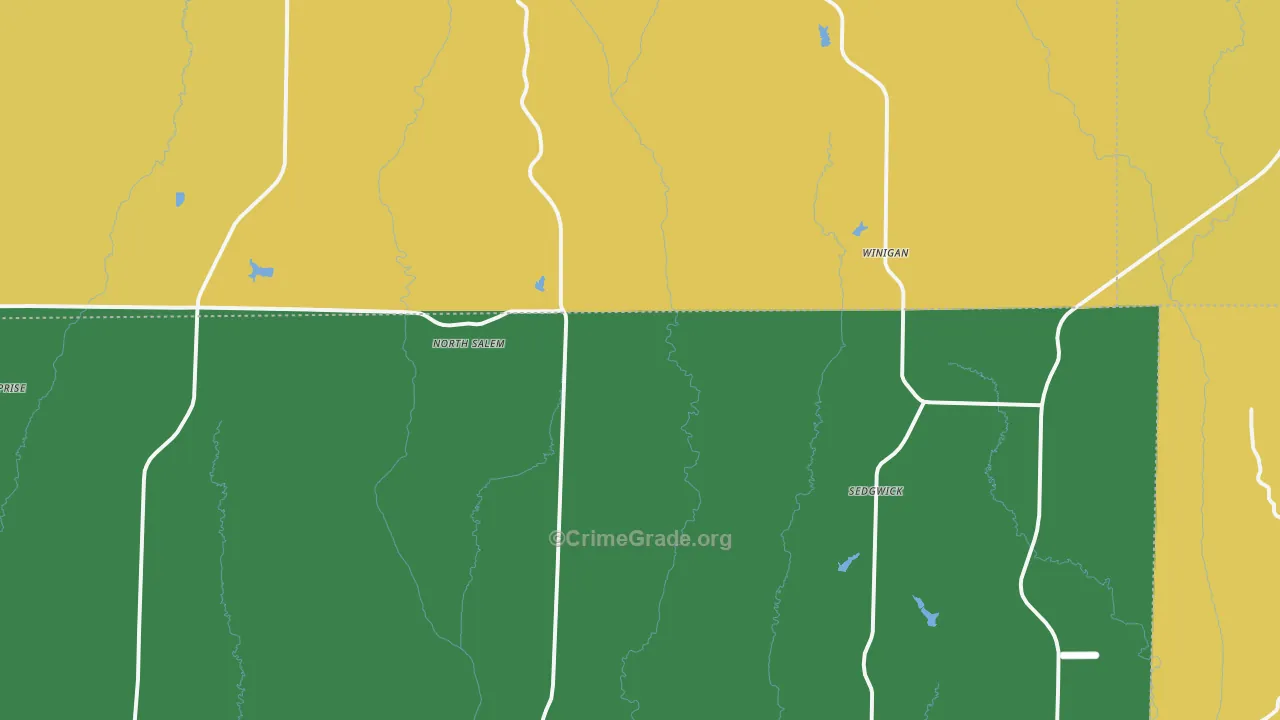 Winigan, MO Map of Burglary Rates