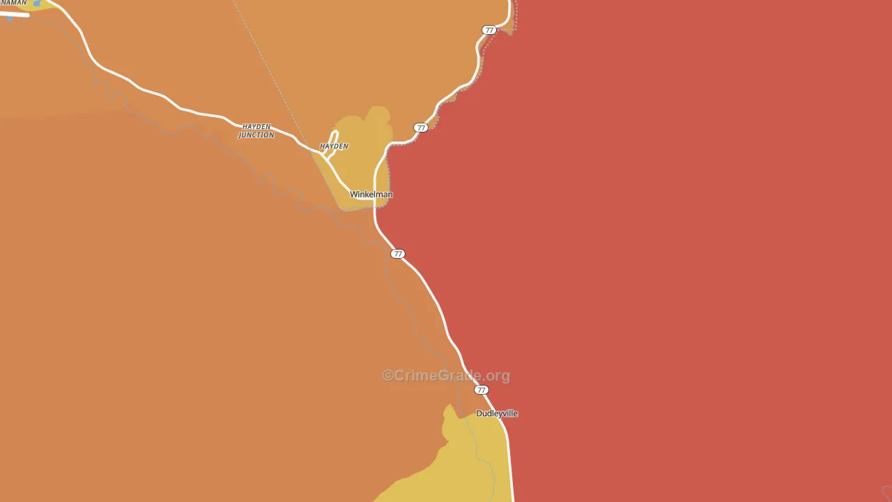 Winkelman, AZ Map of Burglary Rates