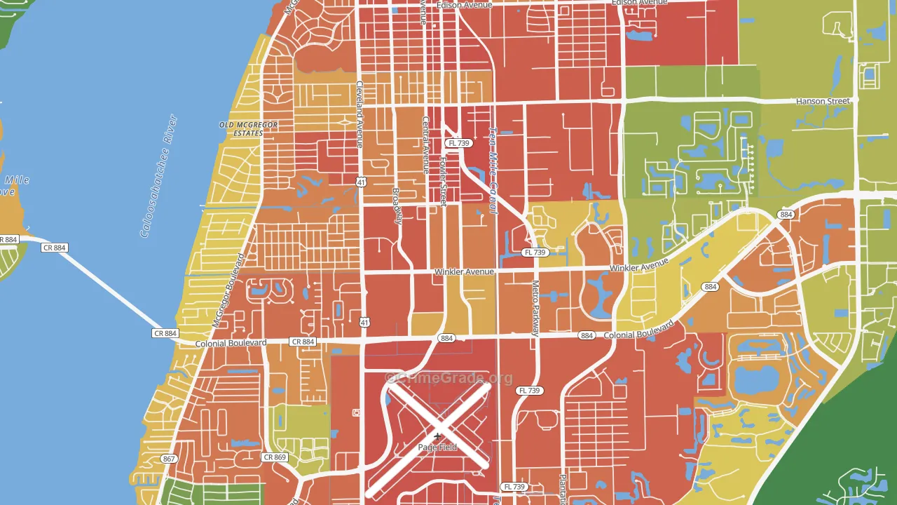 Winkler Safe Neighborhood, Fort Myers, FL Map of Burglary Rates