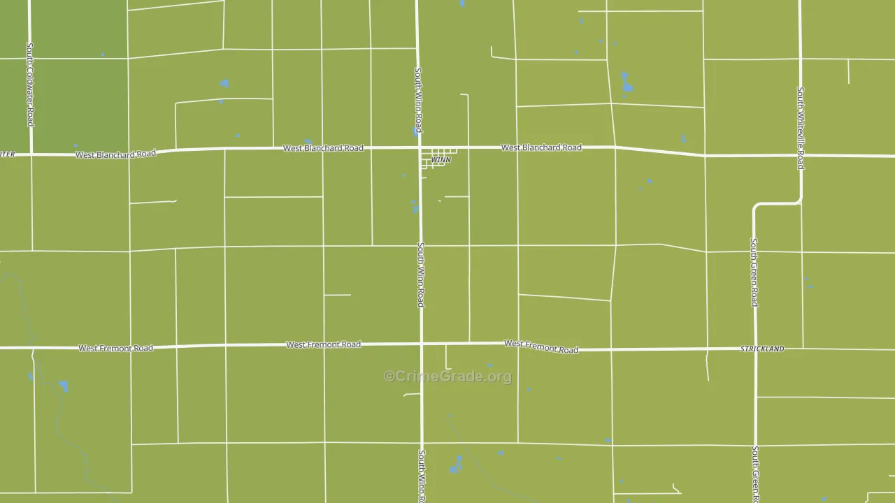 Winn, MI Map of Burglary Rates