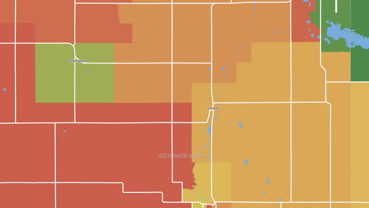 Winnebago County, IA Map of Burglary Rates