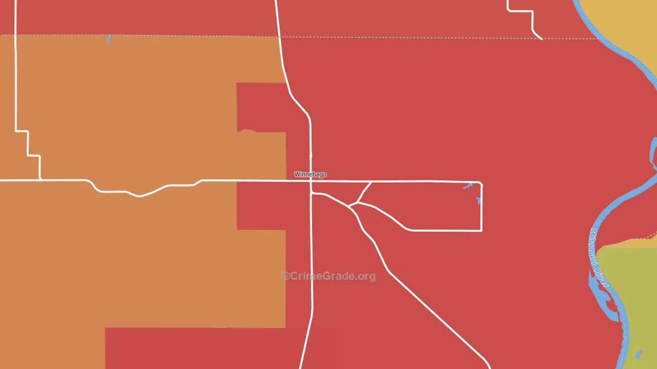 Winnebago, NE Map of Burglary Rates