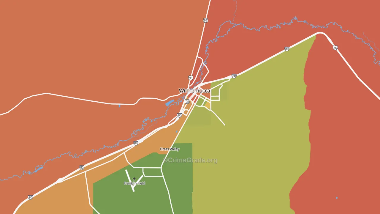 Winnemucca, NV Map of Burglary Rates