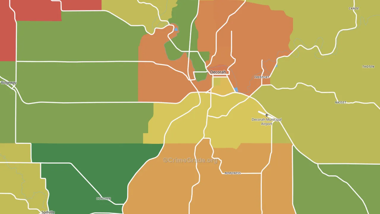 Winneshiek County, IA Map of Burglary Rates