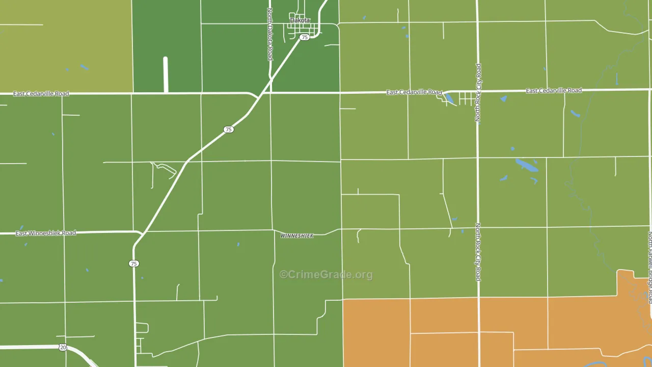 Winneshiek, IL Map of Burglary Rates