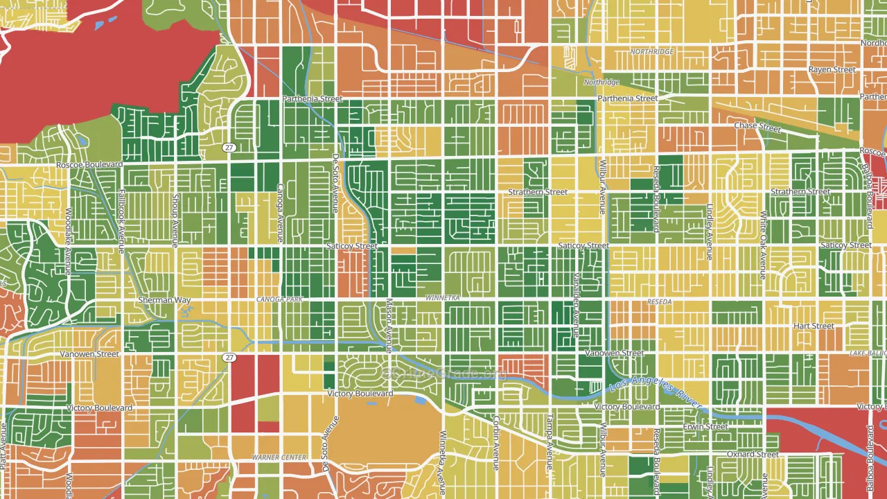 Winnetka, CA Map of Burglary Rates