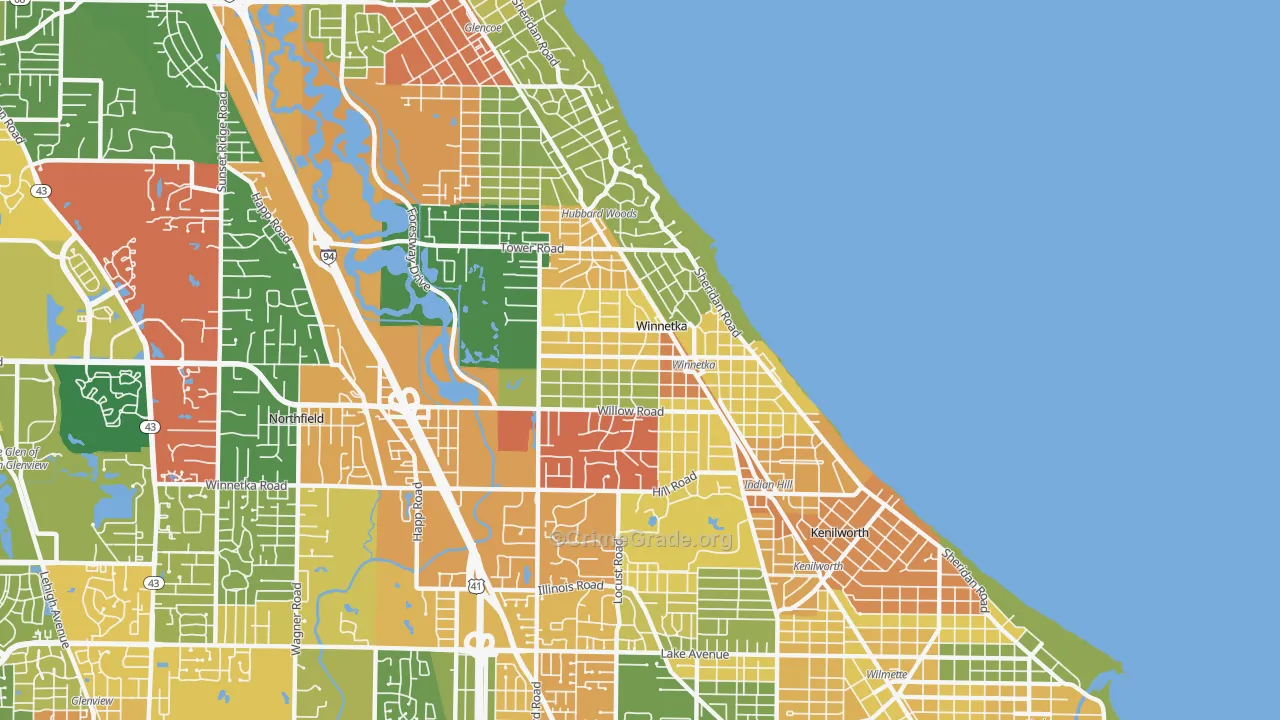 Winnetka, IL Map of Burglary Rates