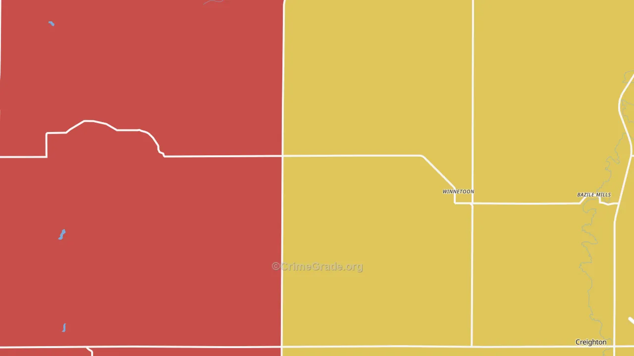 Winnetoon, NE Map of Burglary Rates