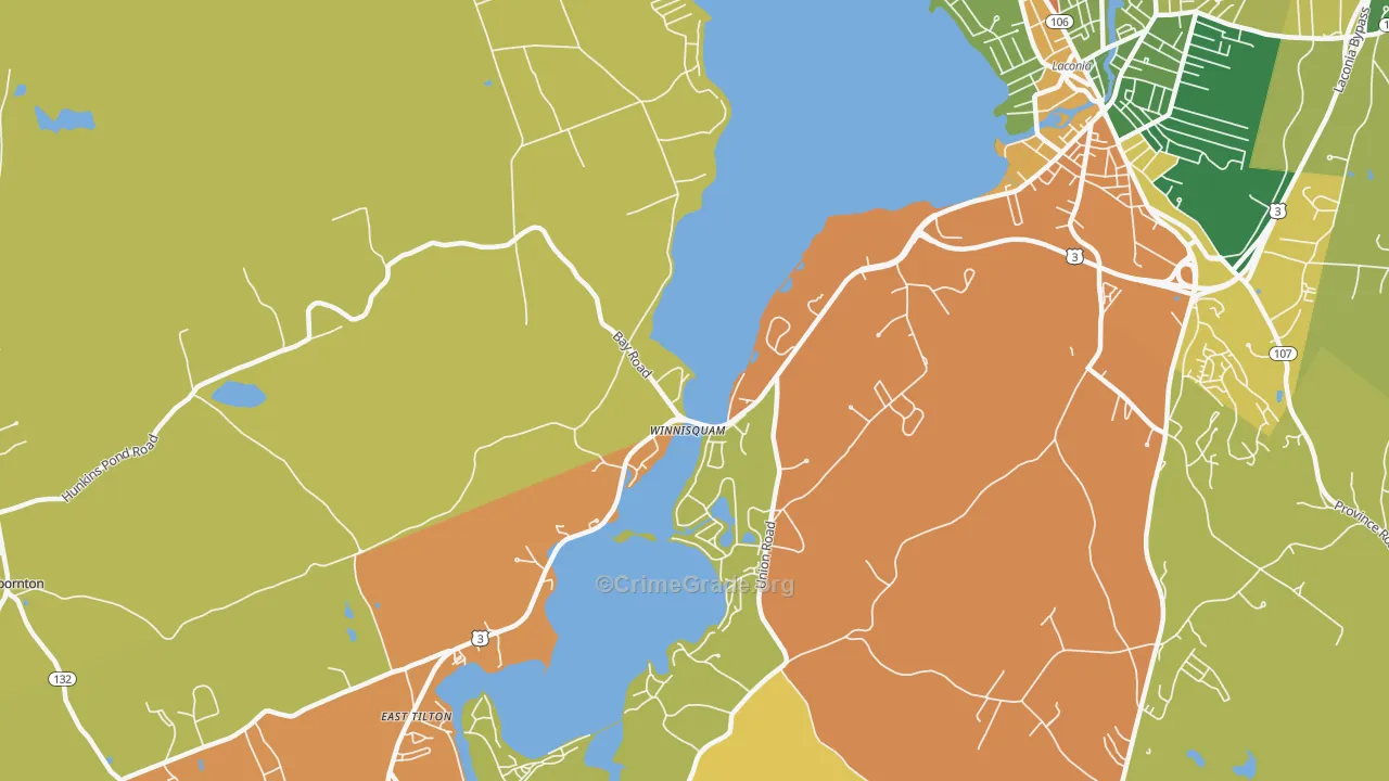 Winnisquam, NH Map of Burglary Rates