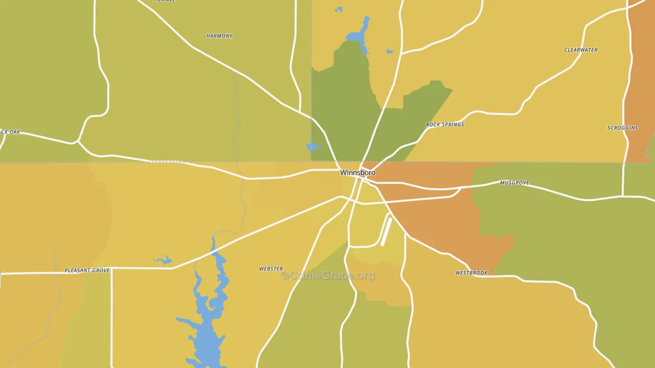 Winnsboro, TX Map of Burglary Rates