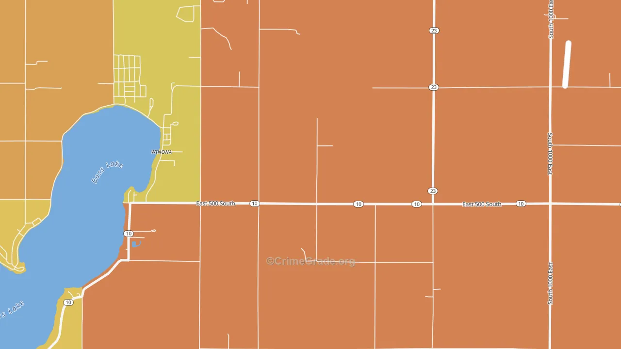 Winona, IN Map of Burglary Rates