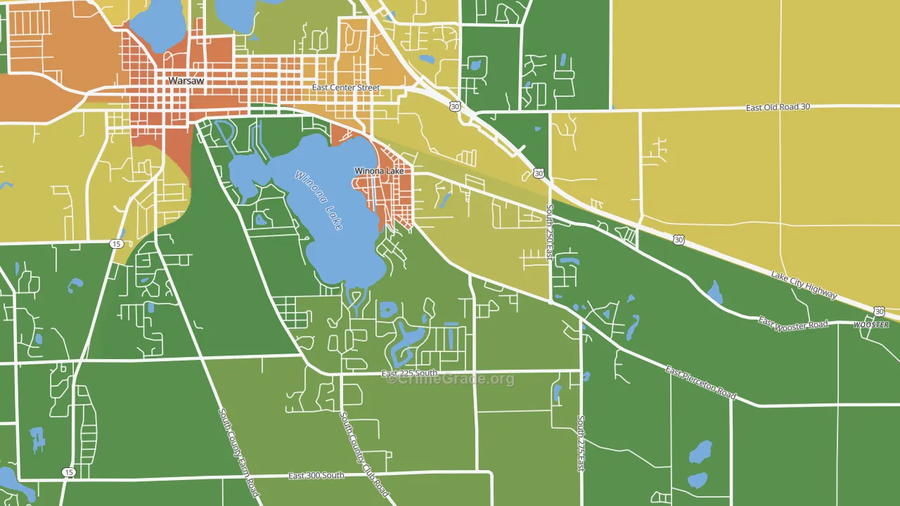 Winona Lake, IN Map of Burglary Rates