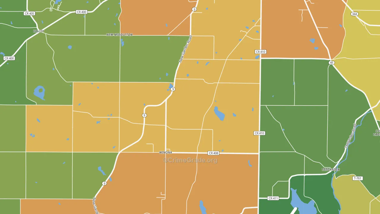 Winona, OH Map of Burglary Rates
