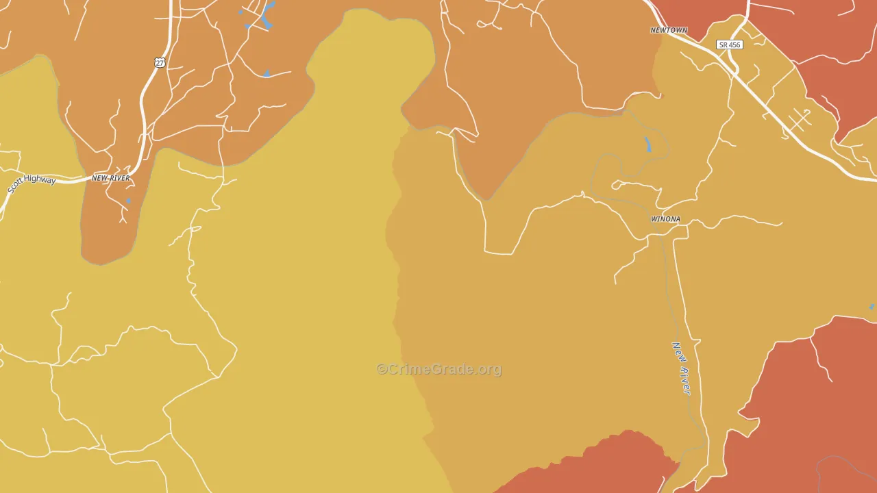 Winona, TN Map of Burglary Rates
