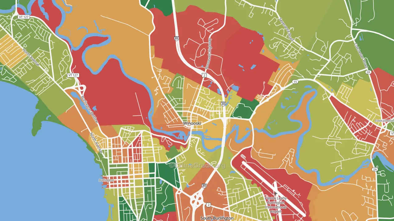 Winooski, VT Map of Burglary Rates
