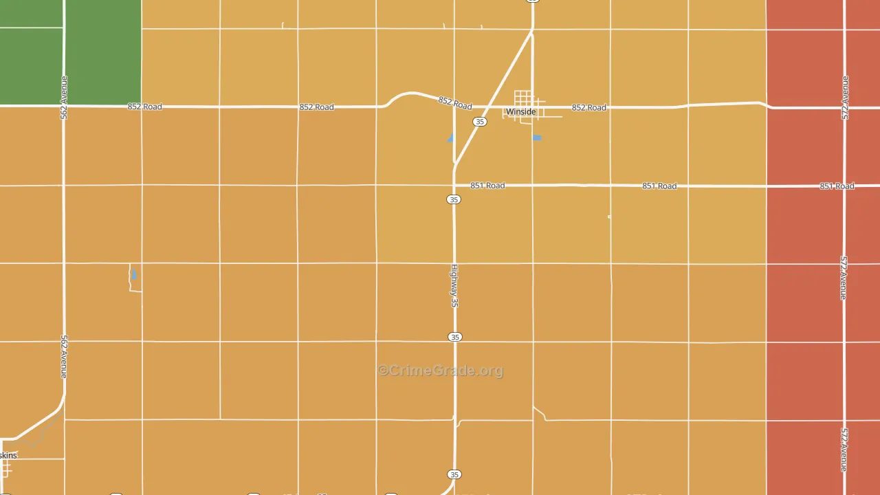 Winside, NE Map of Burglary Rates