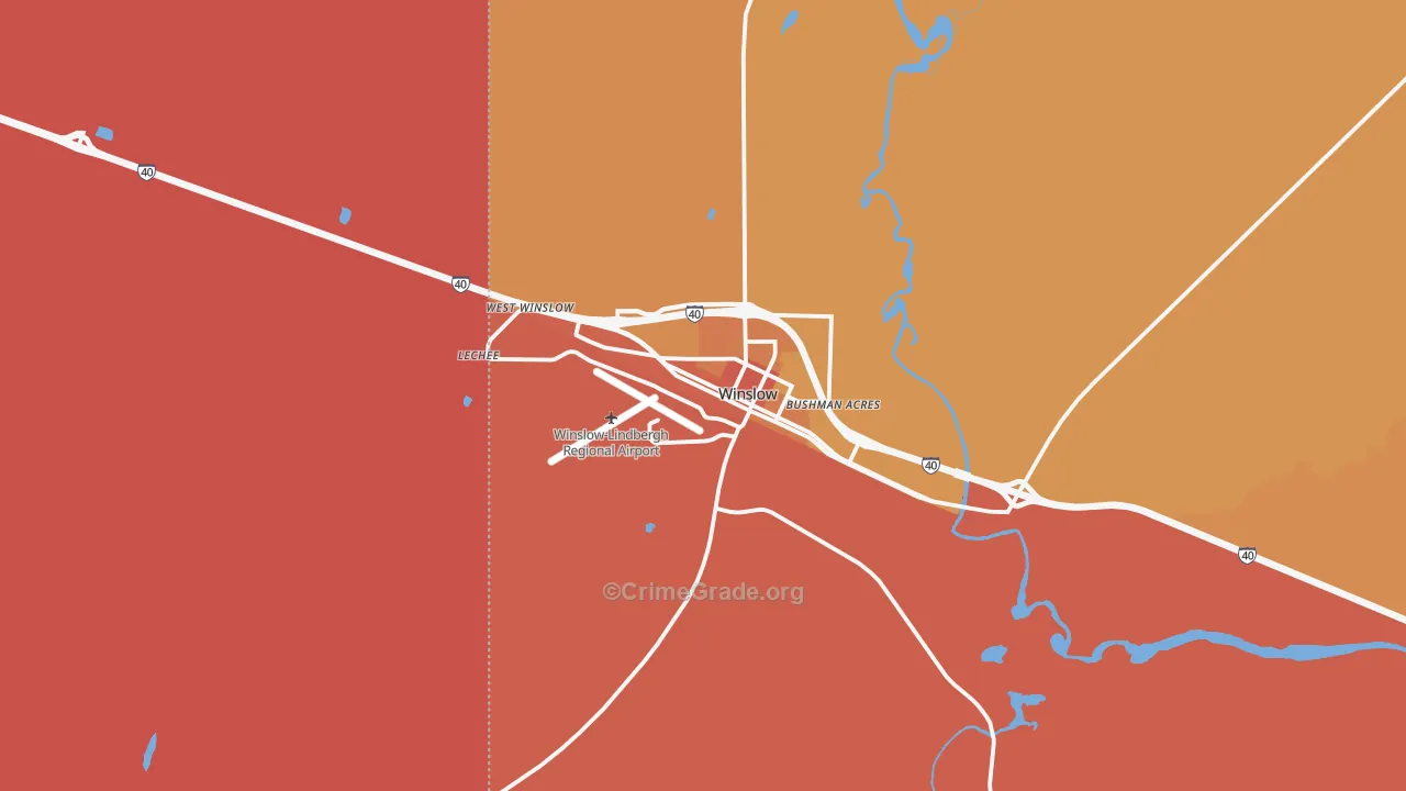 Winslow, AZ Map of Burglary Rates
