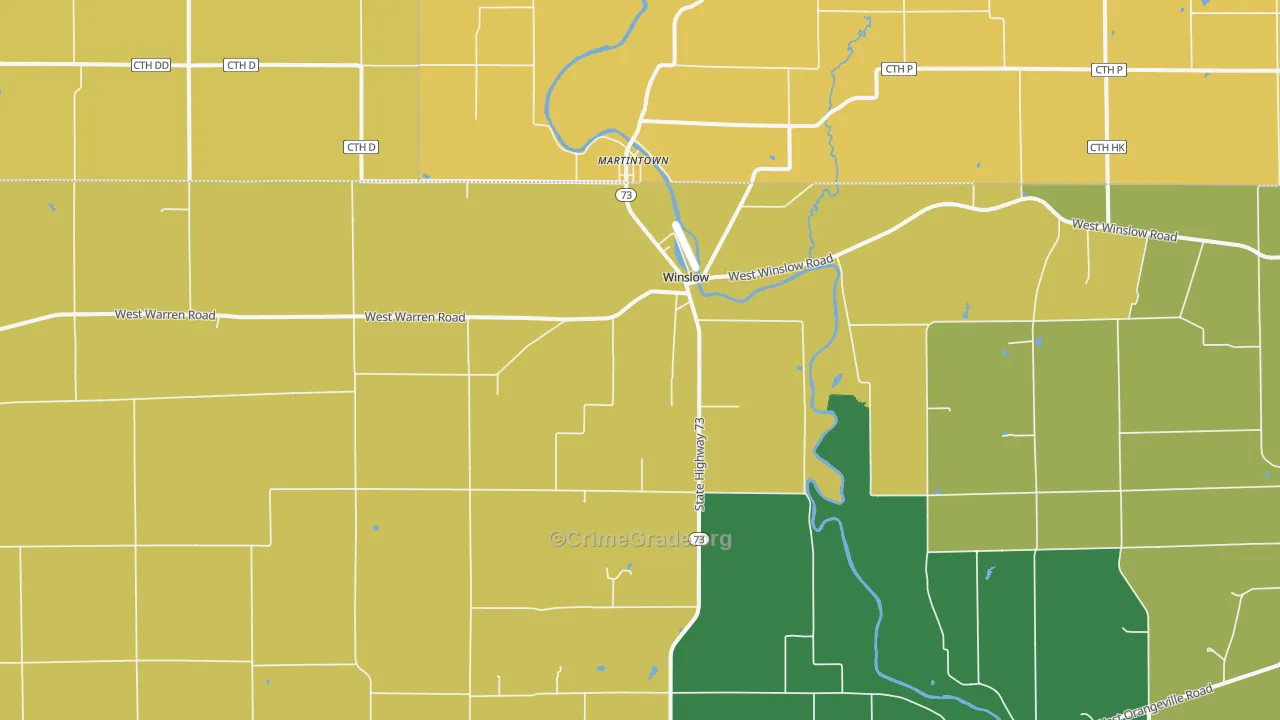 Winslow, IL Map of Burglary Rates