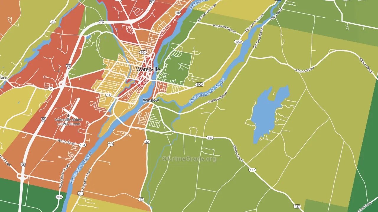 Winslow, ME Map of Burglary Rates