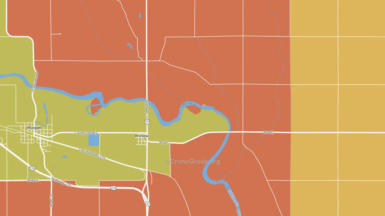 Winslow, NE Map of Burglary Rates