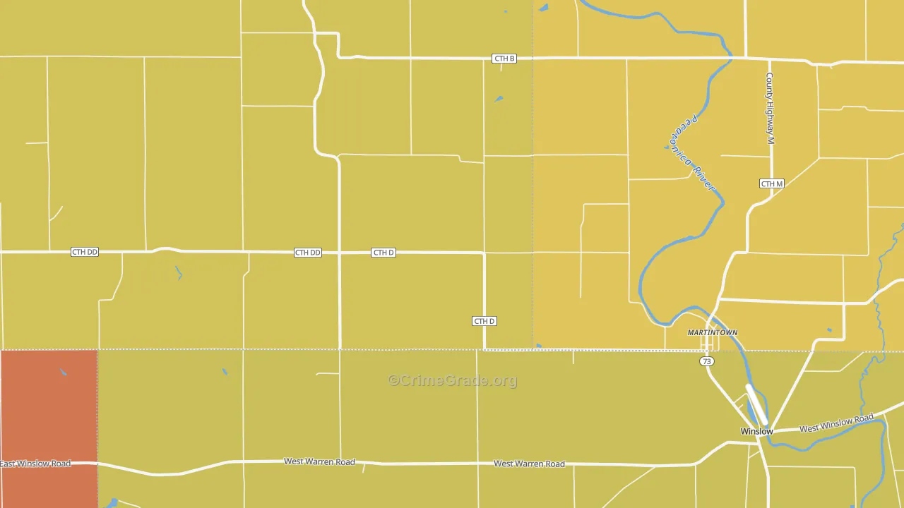 Winslow, WI Map of Burglary Rates
