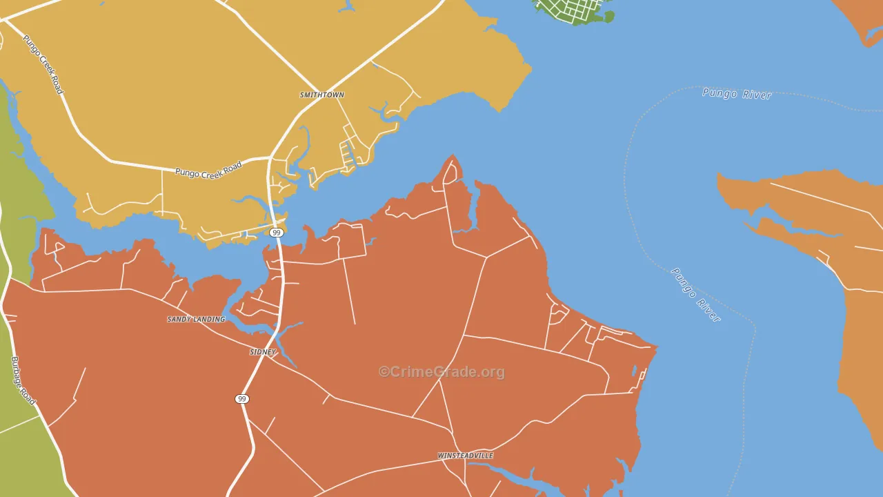Winsteadville, NC Map of Burglary Rates