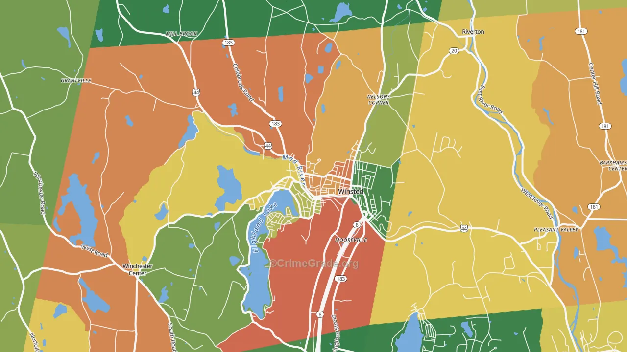 Winsted, CT Map of Burglary Rates