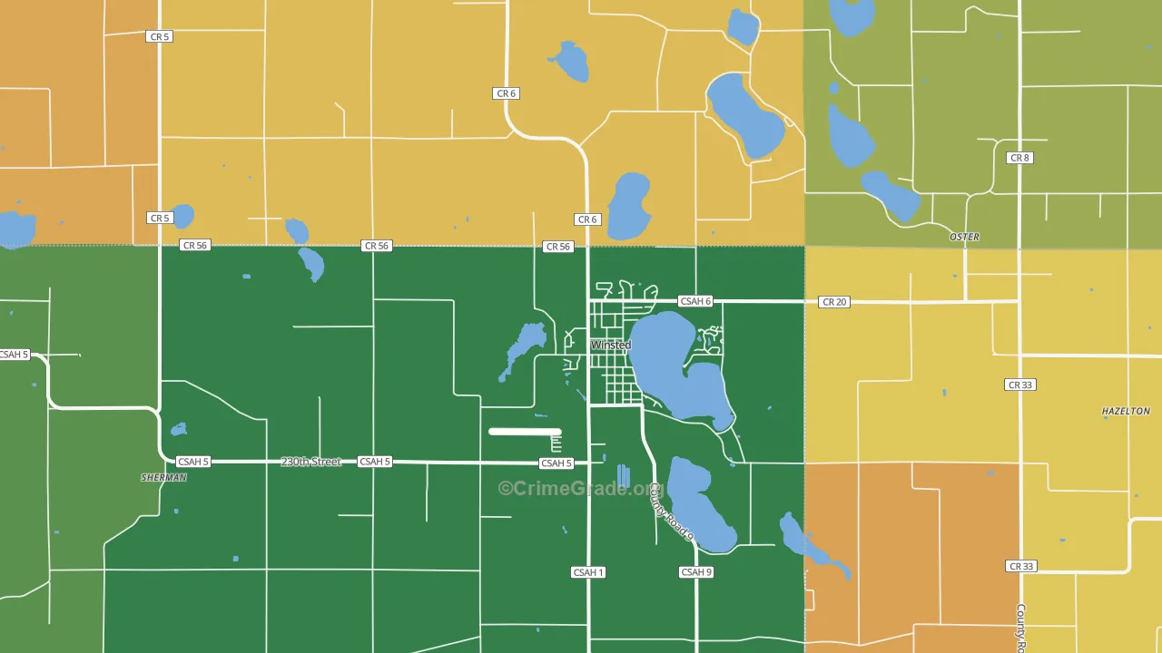 Winsted, MN Map of Burglary Rates