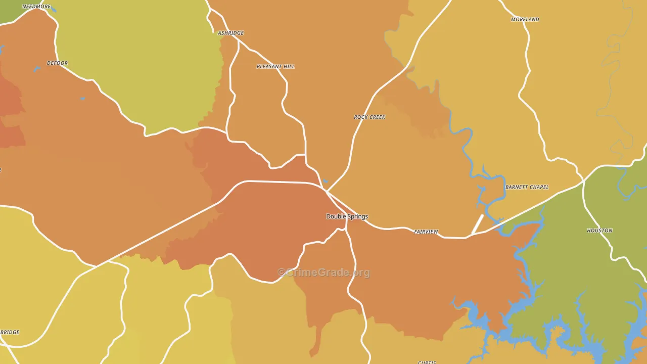 Winston County, AL Map of Burglary Rates