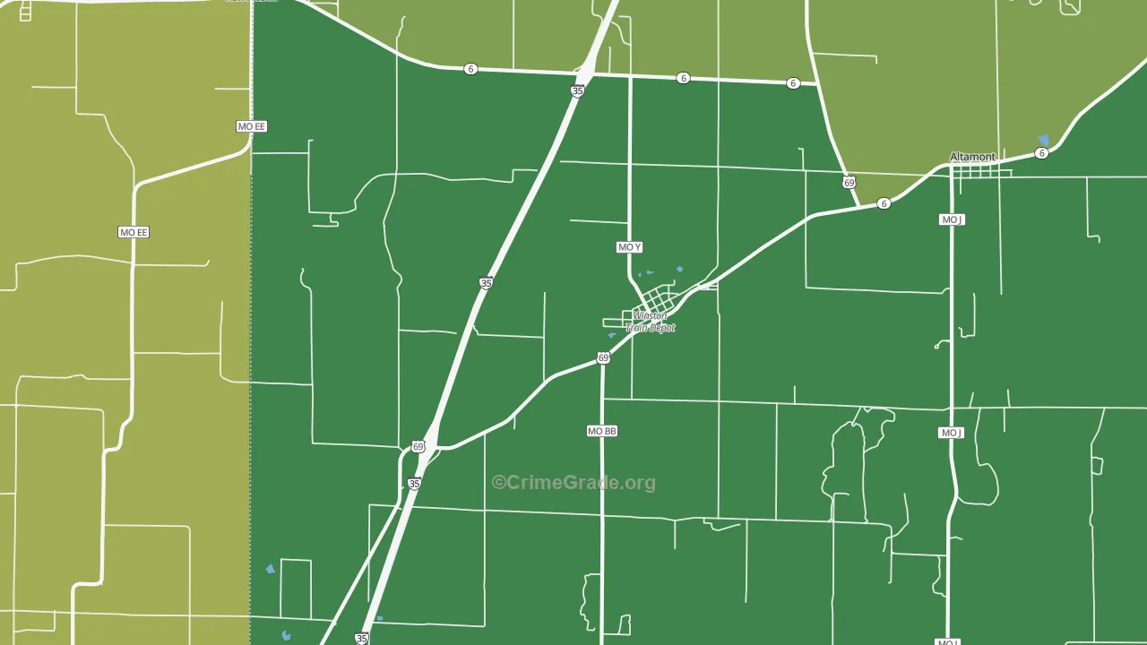 Winston, MO Map of Burglary Rates