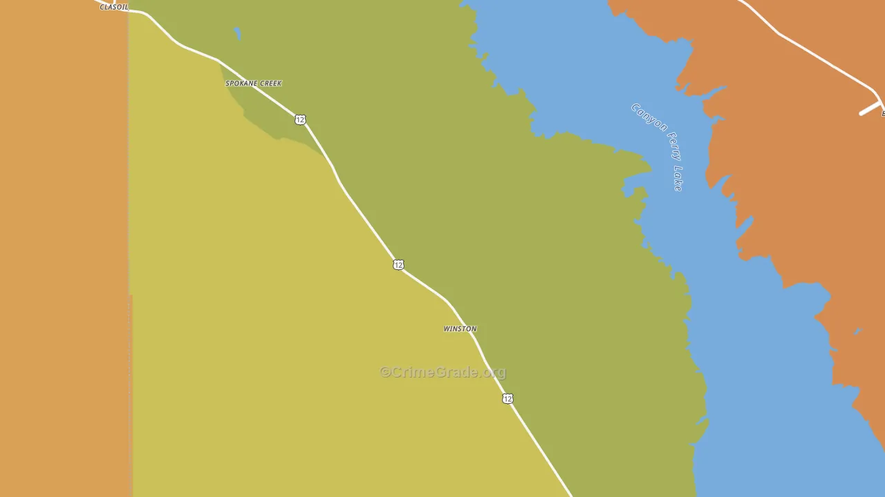 Winston, MT Map of Burglary Rates